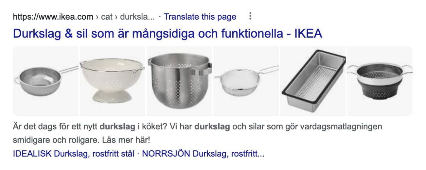 Sökning durkslag Ikea