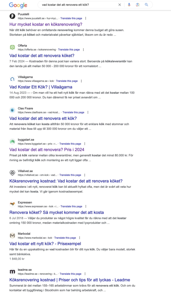 Sökning på köksrenoveringar