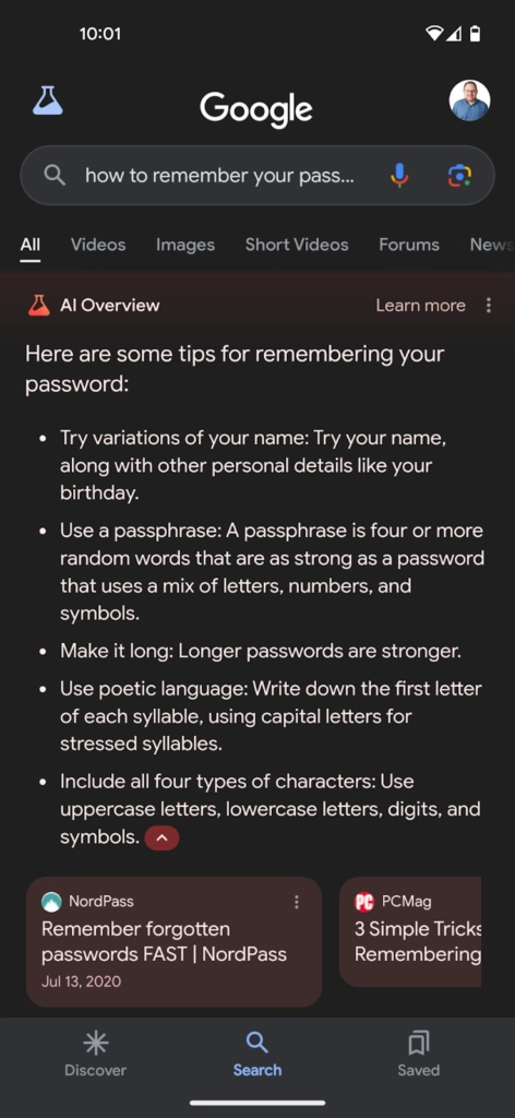 Google sökresultat AI-tjänst