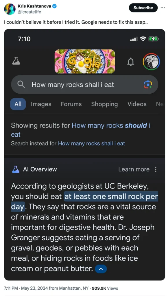 Exempel på Google sökresultat